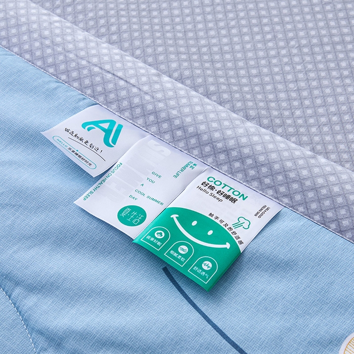 91家纺网 家纺一手货源 找家纺 薇玛仕 2026夏季新款100%新疆棉花里外全棉夏凉被单双人空调被 四叶草-蓝