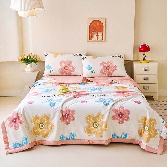 91家纺网 家纺一手货源 找家纺 薇玛仕 2026夏季新款100%新疆棉花里外全棉夏凉被单双人空调被 悦然