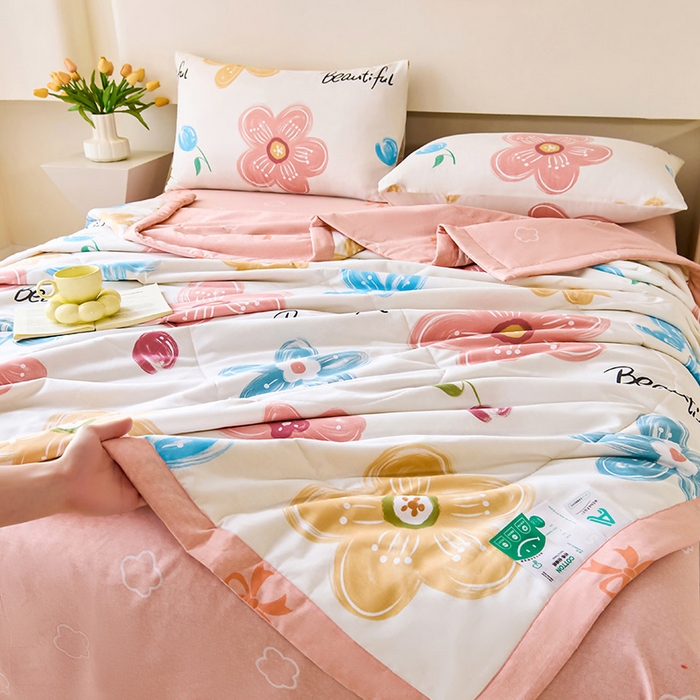 91家纺网 家纺一手货源 找家纺 薇玛仕 2026夏季新款100%新疆棉花里外全棉夏凉被单双人空调被 悦然