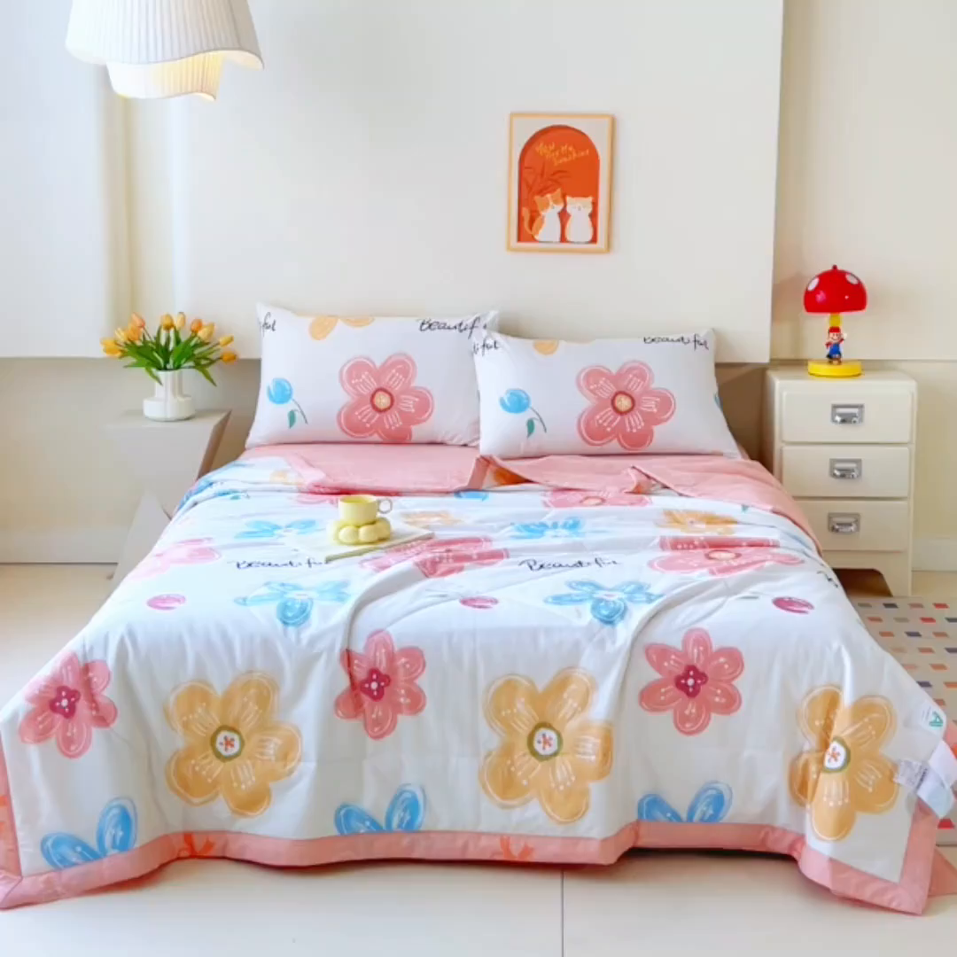 91家纺网 家纺一手货源 找家纺 薇玛仕 2026夏季新款100%新疆棉花里外全棉夏凉被单双人空调被 悦然