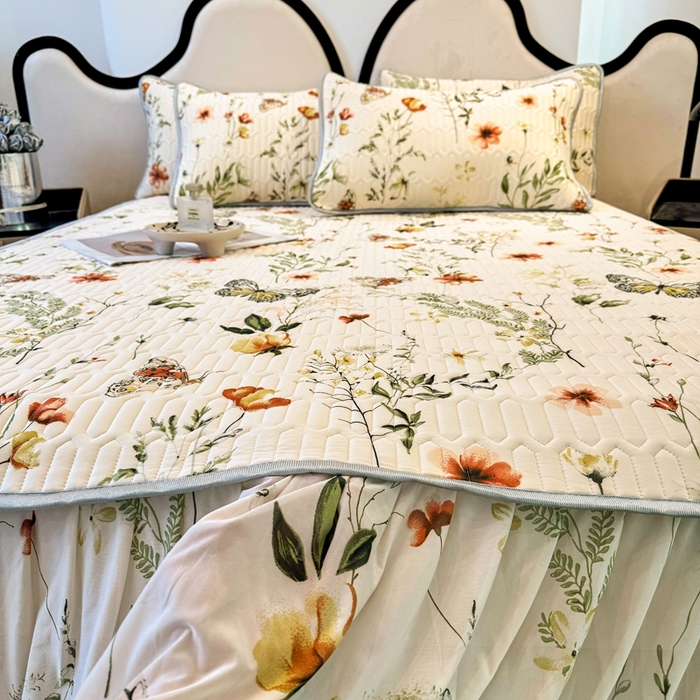 91家纺网 家纺一手货源 找家纺 布柔 2026新款乳胶床裙0.7乳胶加厚凉感丝凉席带氨纶凉感凉席 蝶舞