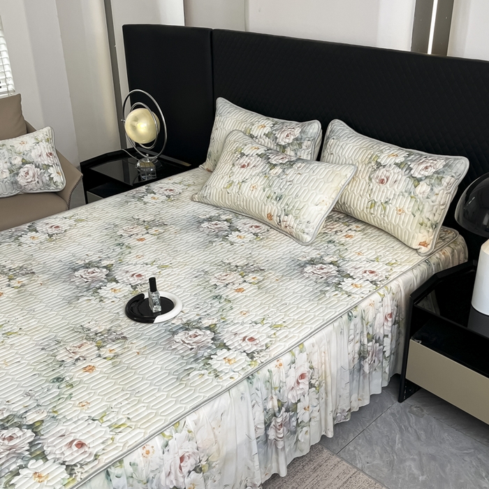 91家纺网 家纺一手货源 找家纺 布柔 2026新款乳胶床裙0.7乳胶加厚凉感丝凉席带氨纶凉感凉席 花茶