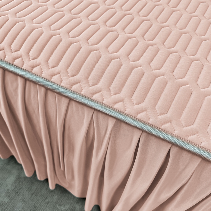 91家纺网 家纺一手货源 找家纺 布柔 2026新款乳胶床裙0.7乳胶加厚凉感丝凉席带氨纶凉感凉席 粉玉