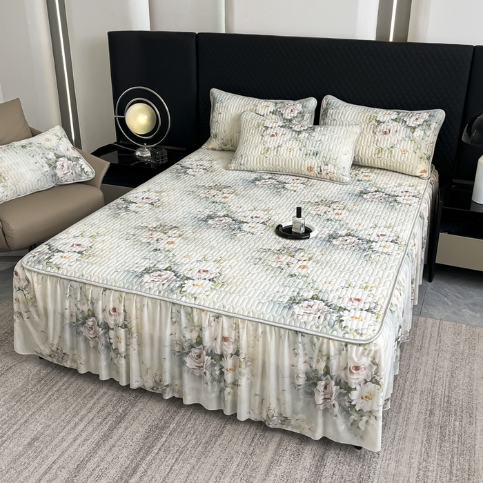 91家纺网 家纺一手货源 找家纺 布柔 2026新款乳胶床裙0.7乳胶加厚凉感丝凉席带氨纶凉感凉席 花茶