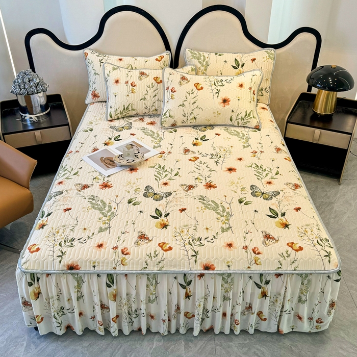 91家纺网 家纺一手货源 找家纺 布柔 2026新款乳胶床裙0.7乳胶加厚凉感丝凉席带氨纶凉感凉席 蝶舞