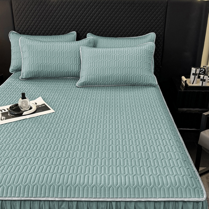 91家纺网 家纺一手货源 找家纺 布柔 2026新款乳胶床裙0.7乳胶加厚凉感丝凉席带氨纶凉感凉席 湖蓝