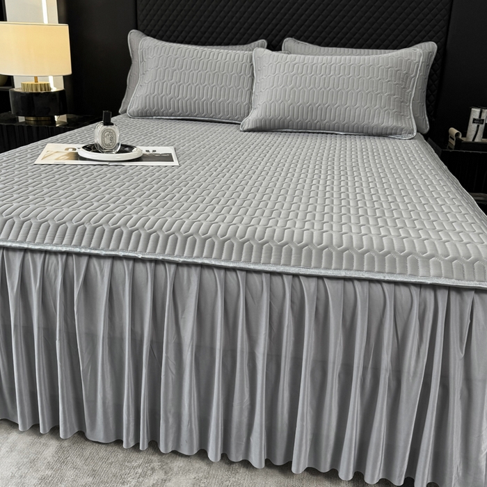 91家纺网 家纺一手货源 找家纺 布柔 2026新款乳胶床裙0.7乳胶加厚凉感丝凉席带氨纶凉感凉席 都市灰