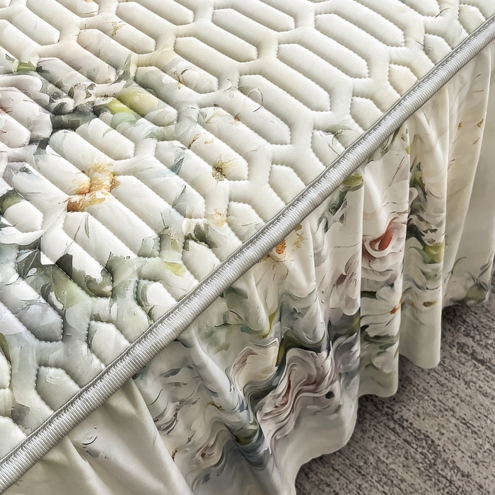 91家纺网 家纺一手货源 找家纺 布柔 2026新款乳胶床裙0.7乳胶加厚凉感丝凉席带氨纶凉感凉席 花茶