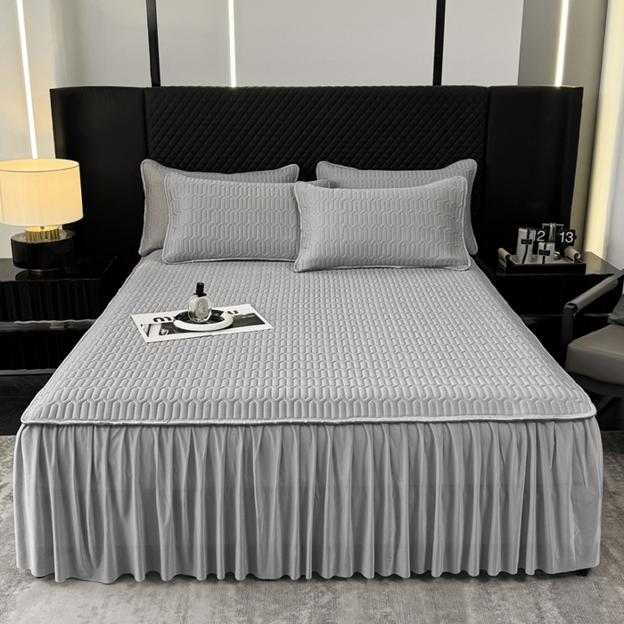 91家纺网 家纺一手货源 找家纺 布柔 2026新款乳胶床裙0.7乳胶加厚凉感丝凉席带氨纶凉感凉席 都市灰