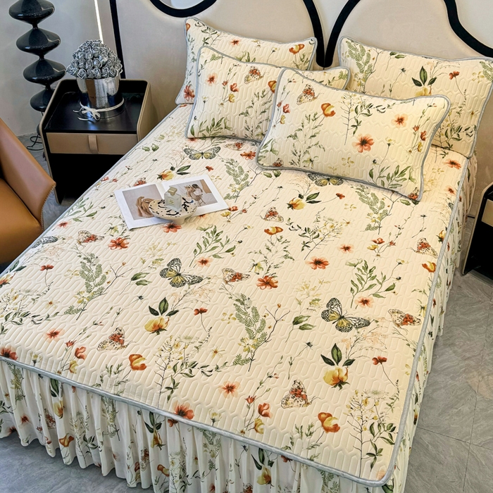 91家纺网 家纺一手货源 找家纺 布柔 2026新款乳胶床裙0.7乳胶加厚凉感丝凉席带氨纶凉感凉席 蝶舞