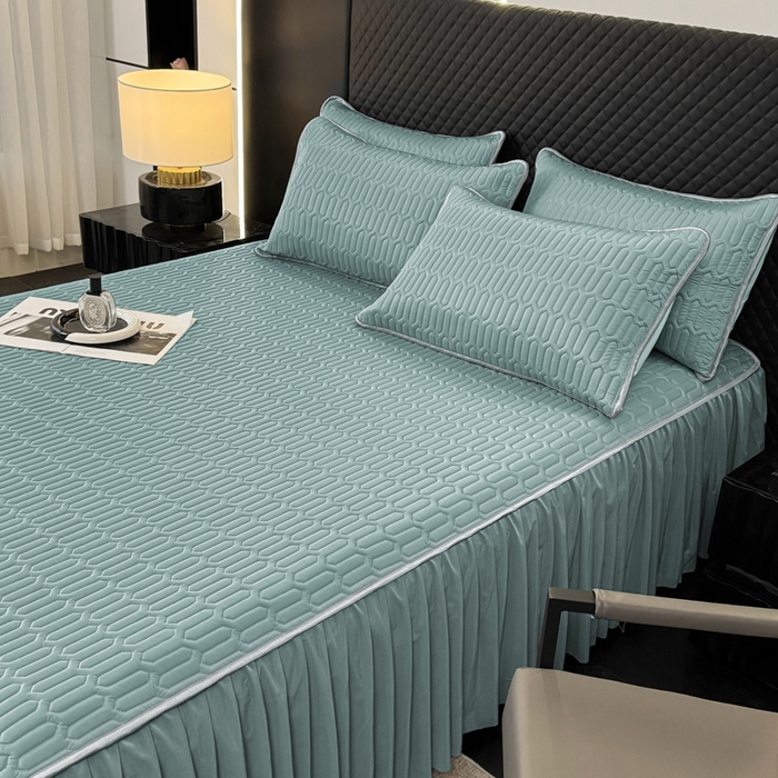 91家纺网 家纺一手货源 找家纺 布柔 2026新款乳胶床裙0.7乳胶加厚凉感丝凉席带氨纶凉感凉席 湖蓝