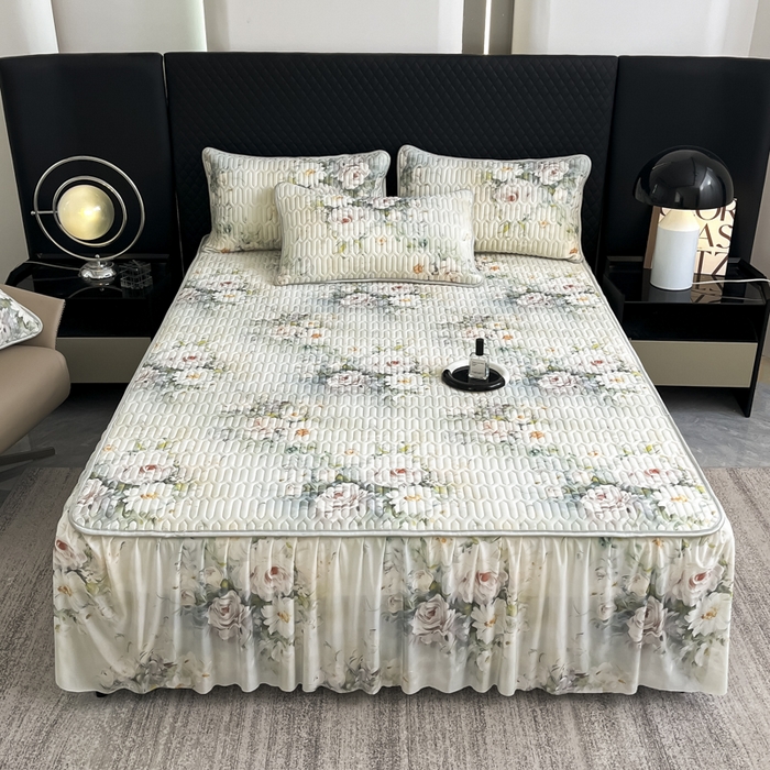 91家纺网 家纺一手货源 找家纺 布柔 2026新款乳胶床裙0.7乳胶加厚凉感丝凉席带氨纶凉感凉席 花茶