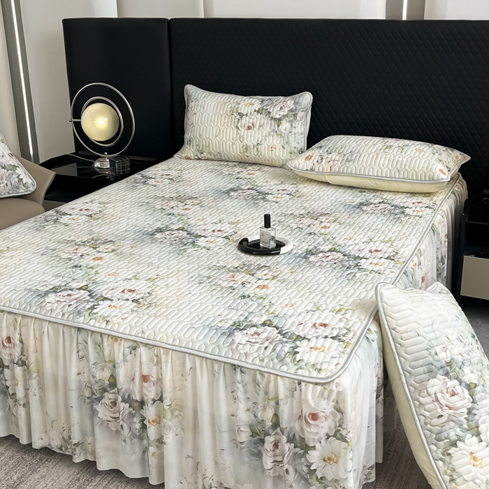 91家纺网 家纺一手货源 找家纺 布柔 2026新款乳胶床裙0.7乳胶加厚凉感丝凉席带氨纶凉感凉席 花茶