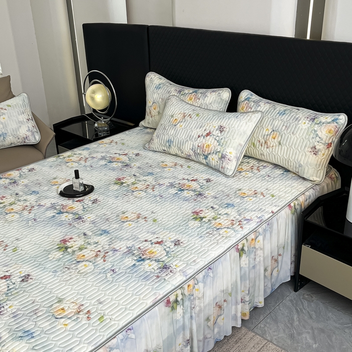 91家纺网 家纺一手货源 找家纺 布柔 2026新款乳胶床裙0.7乳胶加厚凉感丝凉席带氨纶凉感凉席 莫奈