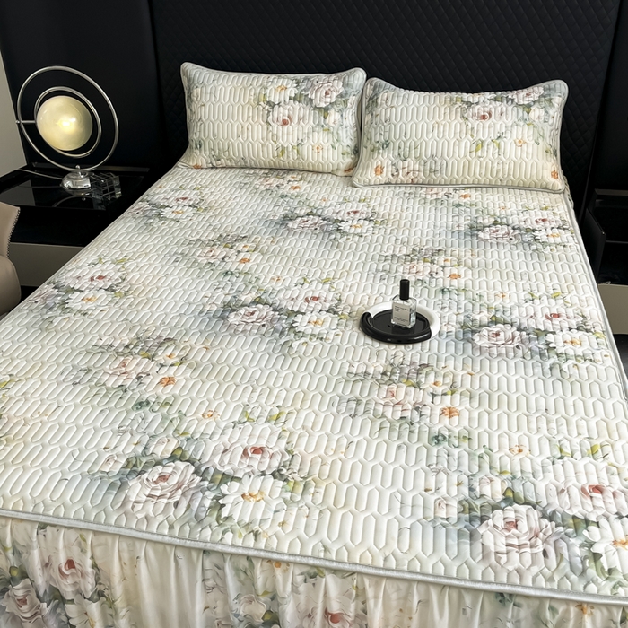 91家纺网 家纺一手货源 找家纺 布柔 2026新款乳胶床裙0.7乳胶加厚凉感丝凉席带氨纶凉感凉席 花茶