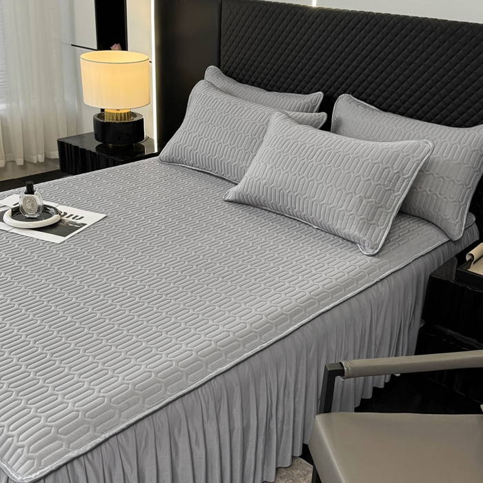 91家纺网 家纺一手货源 找家纺 布柔 2026新款乳胶床裙0.7乳胶加厚凉感丝凉席带氨纶凉感凉席 都市灰