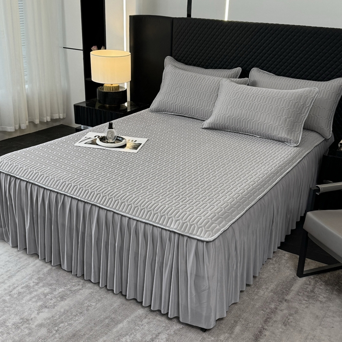 91家纺网 家纺一手货源 找家纺 布柔 2026新款乳胶床裙0.7乳胶加厚凉感丝凉席带氨纶凉感凉席 都市灰