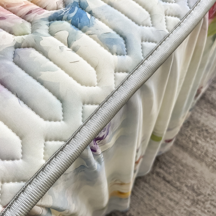 91家纺网 家纺一手货源 找家纺 布柔 2026新款乳胶床裙0.7乳胶加厚凉感丝凉席带氨纶凉感凉席 莫奈