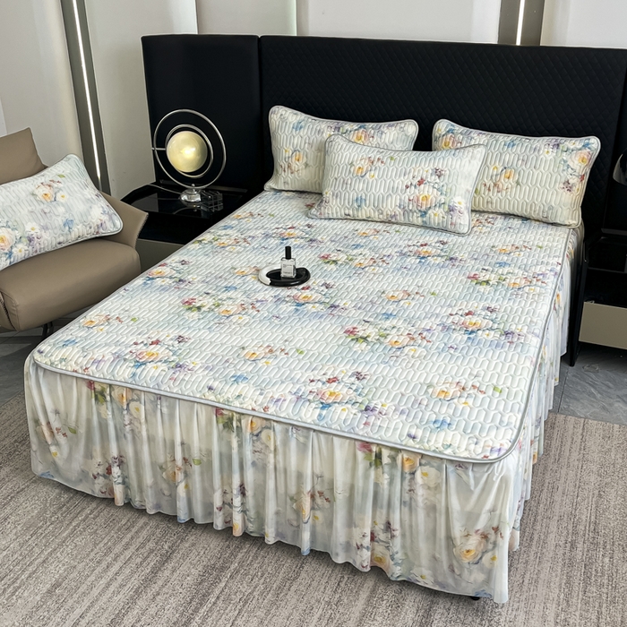 91家纺网 家纺一手货源 找家纺 布柔 2026新款乳胶床裙0.7乳胶加厚凉感丝凉席带氨纶凉感凉席 莫奈