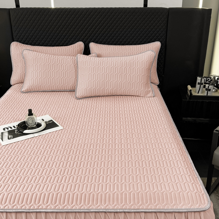 91家纺网 家纺一手货源 找家纺 布柔 2026新款乳胶床裙0.7乳胶加厚凉感丝凉席带氨纶凉感凉席 粉玉