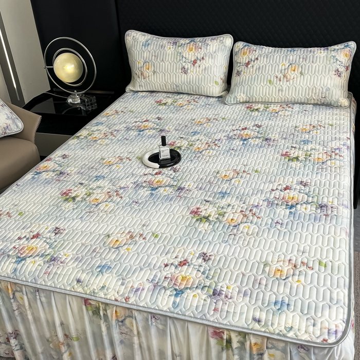 91家纺网 家纺一手货源 找家纺 布柔 2026新款乳胶床裙0.7乳胶加厚凉感丝凉席带氨纶凉感凉席 莫奈