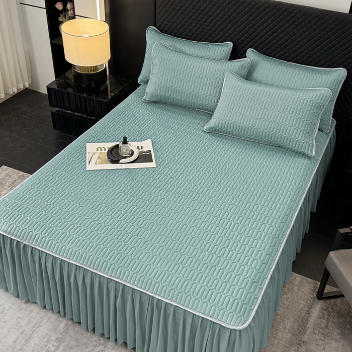 91家纺网 家纺一手货源 找家纺 布柔 2026新款乳胶床裙0.7乳胶加厚凉感丝凉席带氨纶凉感凉席 湖蓝