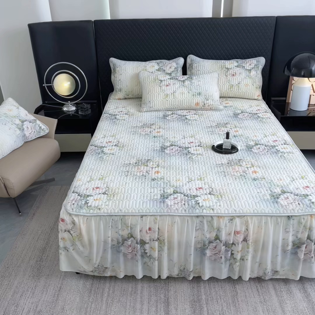 91家纺网 家纺一手货源 找家纺 布柔 2026新款乳胶床裙0.7乳胶加厚凉感丝凉席带氨纶凉感凉席 花茶