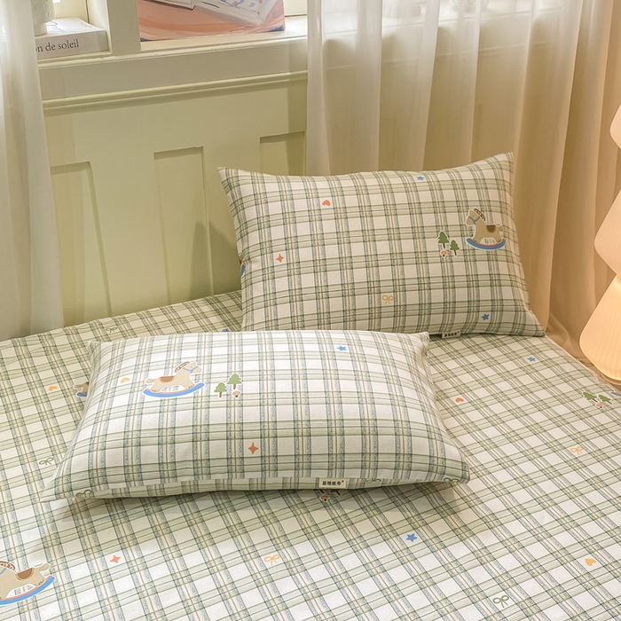 91家纺网 家纺一手货源 找家纺 优品惠 2026新款老粗布床单凉席席子空调软席单品床垫保护套三件套 格子萌马