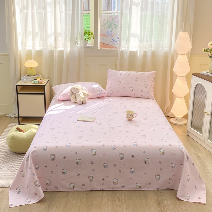 91家纺网 家纺一手货源 找家纺 优品惠 2026新款老粗布床单凉席席子空调软席单品床垫保护套三件套 kt粉