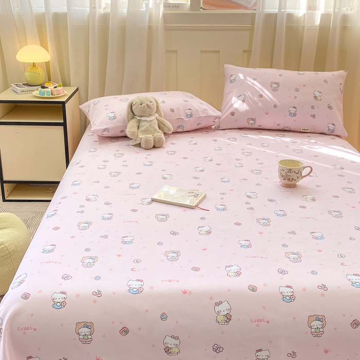 91家纺网 家纺一手货源 找家纺 优品惠 2026新款老粗布床单凉席席子空调软席单品床垫保护套三件套 kt粉