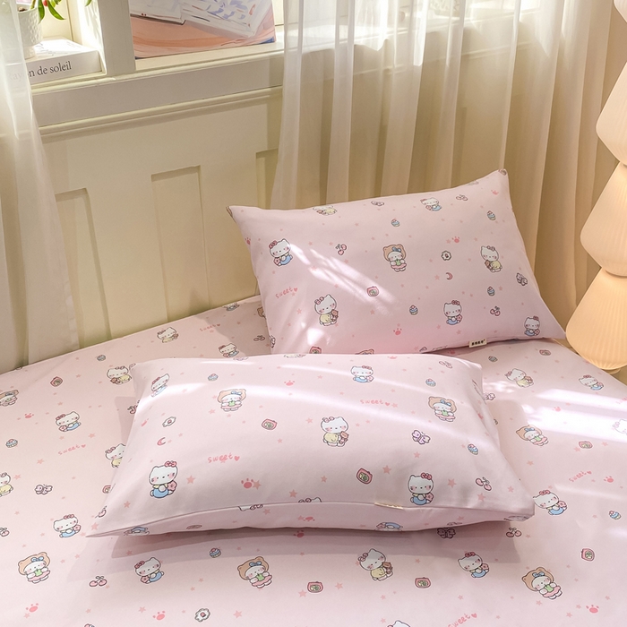 91家纺网 家纺一手货源 找家纺 优品惠 2026新款老粗布床单凉席席子空调软席单品床垫保护套三件套 kt粉