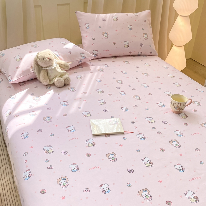 91家纺网 家纺一手货源 找家纺 优品惠 2026新款老粗布床单凉席席子空调软席单品床垫保护套三件套 kt粉