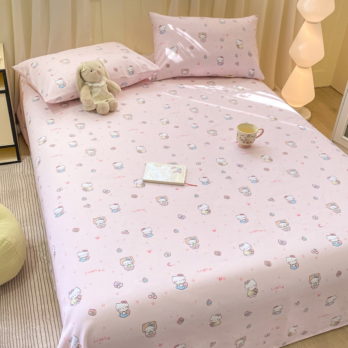 91家纺网 家纺一手货源 找家纺 优品惠 2026新款老粗布床单凉席席子空调软席单品床垫保护套三件套 kt粉