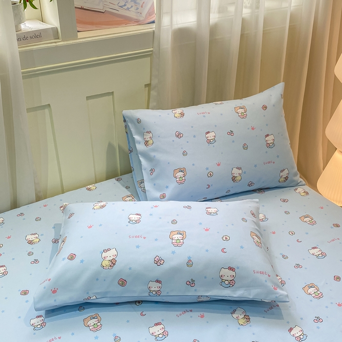 91家纺网 家纺一手货源 找家纺 优品惠 2026新款老粗布床单凉席席子空调软席单品床垫保护套三件套 kt蓝