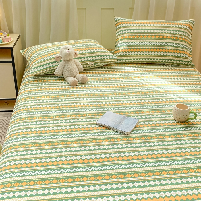 91家纺网 家纺一手货源 找家纺 优品惠 2026新款老粗布床单凉席席子空调软席单品床垫保护套三件套 波西米亚