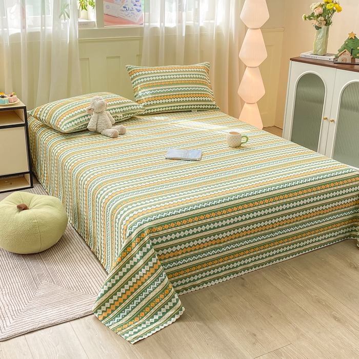 91家纺网 家纺一手货源 找家纺 优品惠 2026新款老粗布床单凉席席子空调软席单品床垫保护套三件套 波西米亚