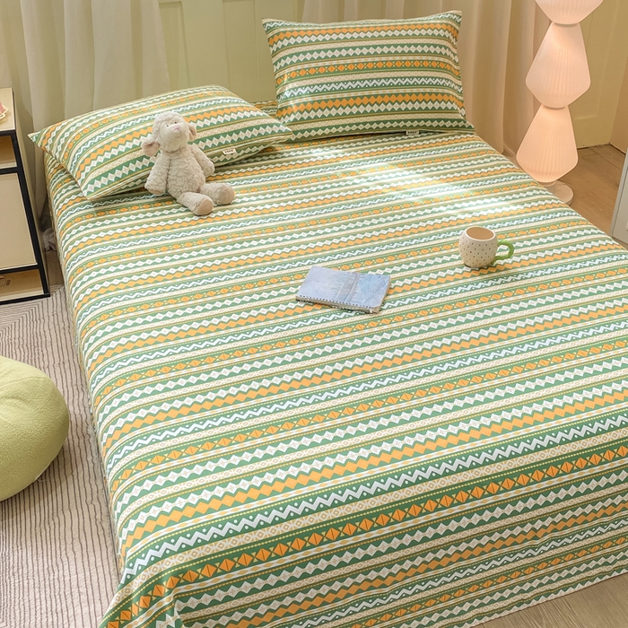 91家纺网 家纺一手货源 找家纺 优品惠 2026新款老粗布床单凉席席子空调软席单品床垫保护套三件套 波西米亚