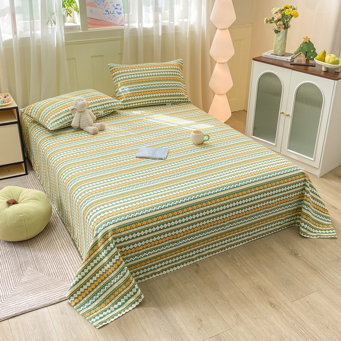 91家纺网 家纺一手货源 找家纺 优品惠 2026新款老粗布床单凉席席子空调软席单品床垫保护套三件套 波西米亚