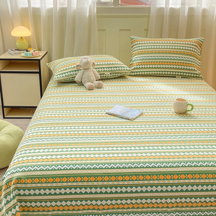 91家纺网 家纺一手货源 找家纺 优品惠 2026新款老粗布床单凉席席子空调软席单品床垫保护套三件套 波西米亚