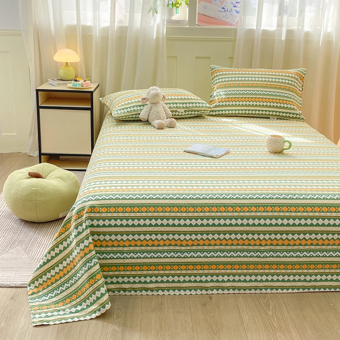 91家纺网 家纺一手货源 找家纺 优品惠 2026新款老粗布床单凉席席子空调软席单品床垫保护套三件套 波西米亚