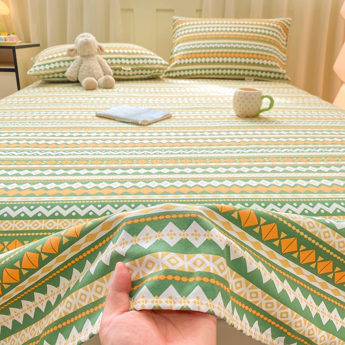 91家纺网 家纺一手货源 找家纺 优品惠 2026新款老粗布床单凉席席子空调软席单品床垫保护套三件套 波西米亚