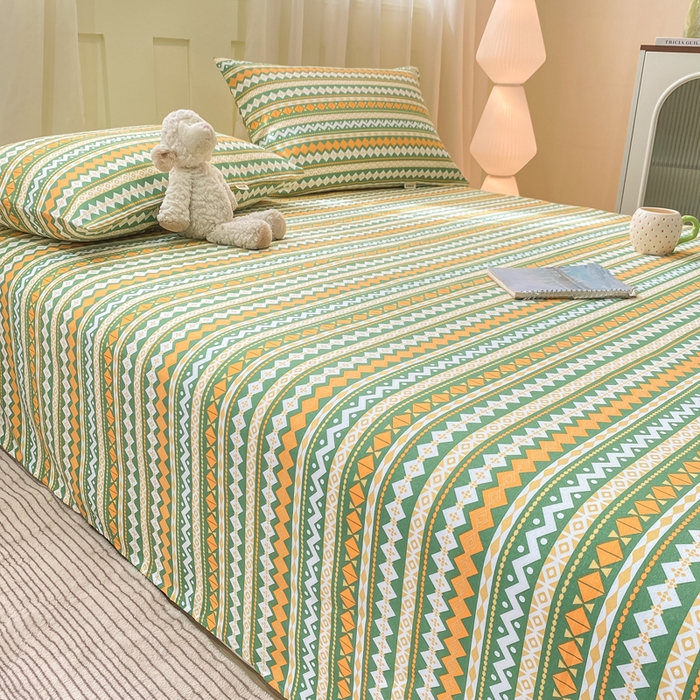 91家纺网 家纺一手货源 找家纺 优品惠 2026新款老粗布床单凉席席子空调软席单品床垫保护套三件套 波西米亚