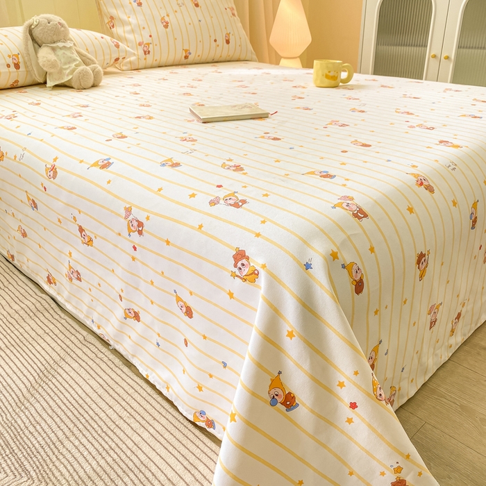 91家纺网 家纺一手货源 找家纺 优品惠 2026新款老粗布床单凉席席子空调软席单品床垫保护套三件套 可爱星星人