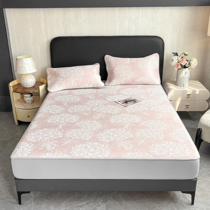 91家纺网 家纺一手货源 找家纺 （总）麋兔 2026新款PE聚乙中分子提花床笠款凉席席子