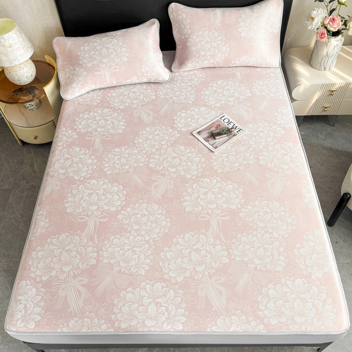 91家纺网 家纺一手货源 找家纺 （总）麋兔 2026新款PE聚乙中分子提花床笠款凉席席子