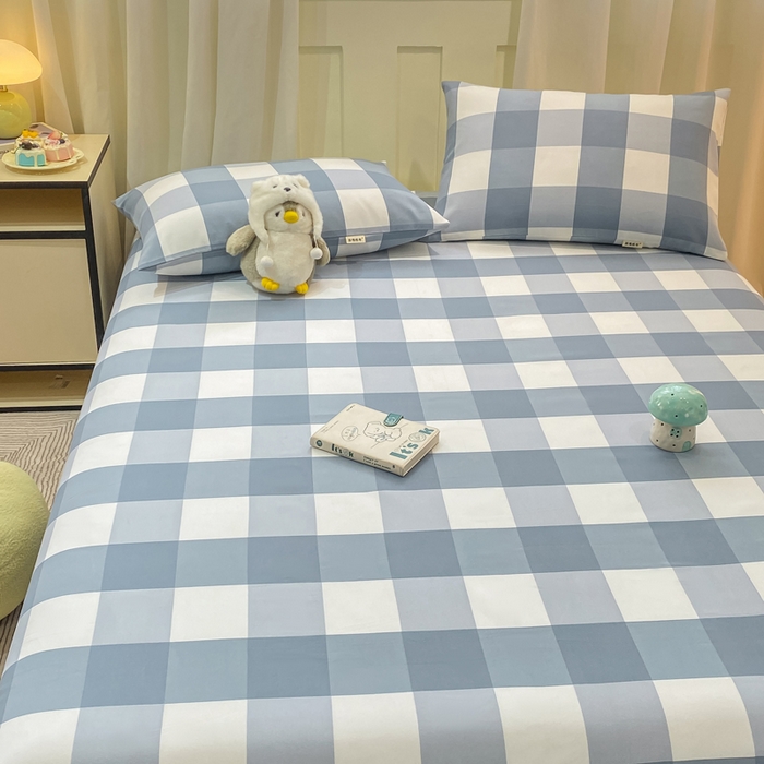 91家纺网 家纺一手货源 找家纺 优品惠 2026新款老粗布床单凉席席子空调软席单品床垫保护套三件套 兰大格