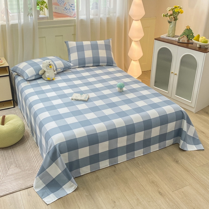 91家纺网 家纺一手货源 找家纺 优品惠 2026新款老粗布床单凉席席子空调软席单品床垫保护套三件套 兰大格