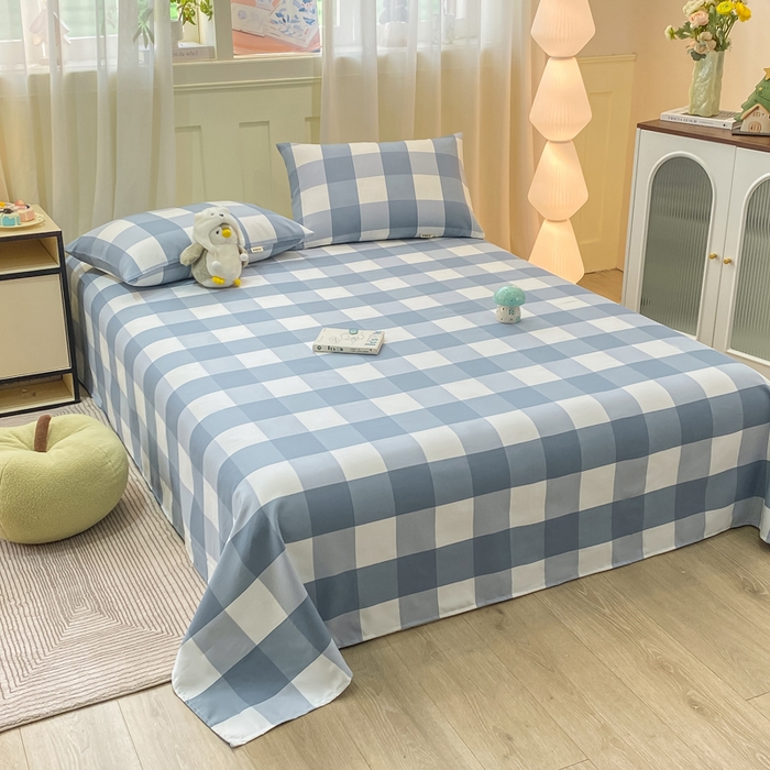 91家纺网 家纺一手货源 找家纺 优品惠 2026新款老粗布床单凉席席子空调软席单品床垫保护套三件套 兰大格