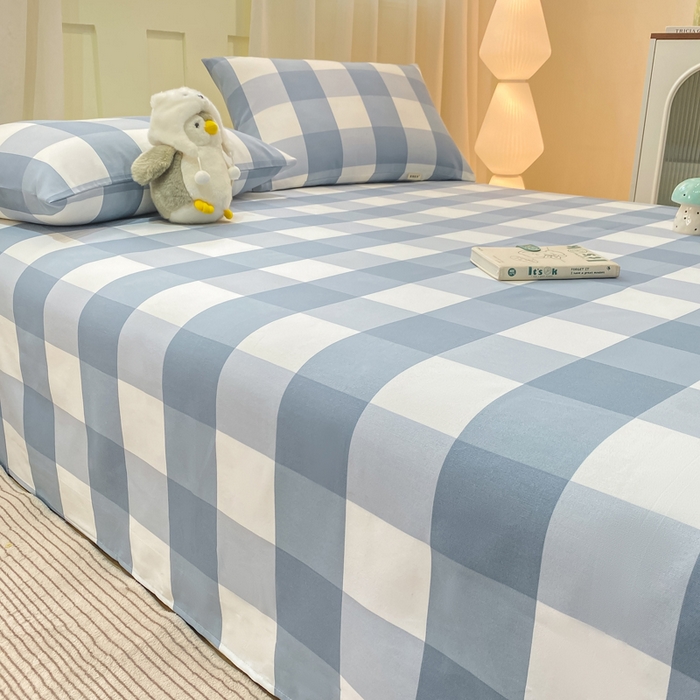 91家纺网 家纺一手货源 找家纺 优品惠 2026新款老粗布床单凉席席子空调软席单品床垫保护套三件套 兰大格