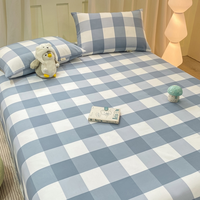 91家纺网 家纺一手货源 找家纺 优品惠 2026新款老粗布床单凉席席子空调软席单品床垫保护套三件套 兰大格